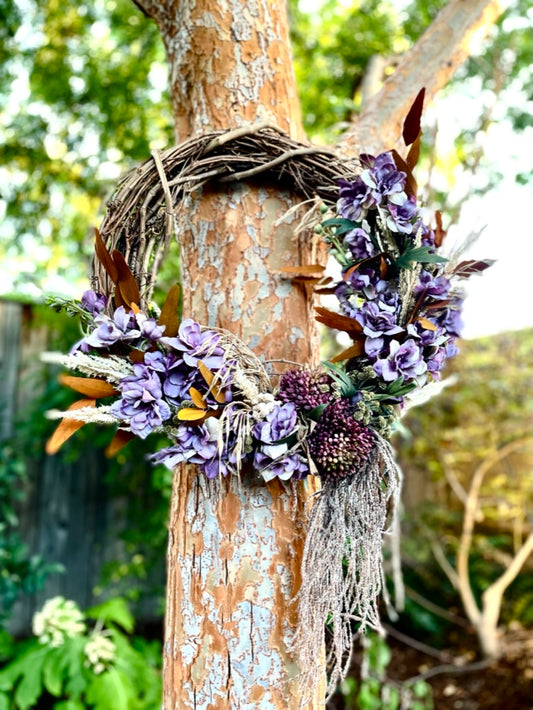Lavender Hollyhock Wreath